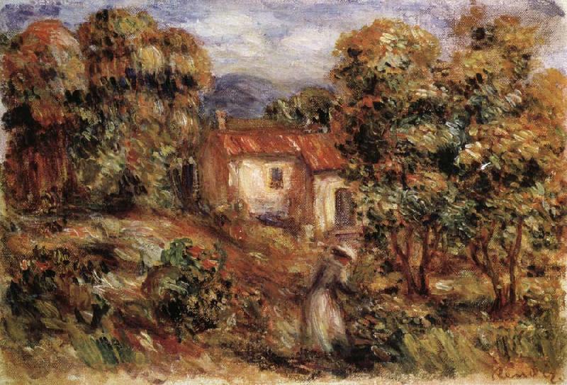 Pierre Renoir Woman Picking Flowers in the Garden of Les Collettes Spain oil painting art